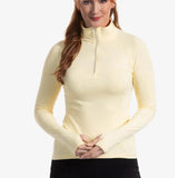 Women's Mock Zip Tennis Top-Apparel-BloqUV-105678-LEMON_YELLOW-L-Tennis Express