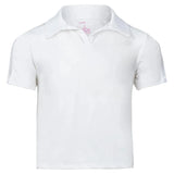 Girls' Cropped Tennis Polo-Apparel-Lucky In Love-105802-110_WHITE-L-Tennis Express
