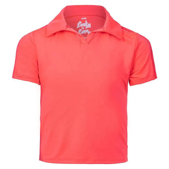 Girls' Cropped Tennis Polo-Apparel-Lucky In Love-105802-647_CORAL_CRUSH-L-Tennis Express