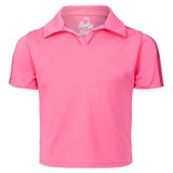 Girls' Cropped Tennis Polo-Apparel-Lucky In Love-105802-648_NEON_PINK-L-Tennis Express