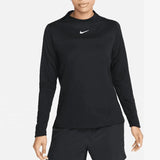 Women's Dri-FIT Club UV Tennis Crew Top-Apparel-Nike-106687-010_BLACKWT-L-Tennis Express