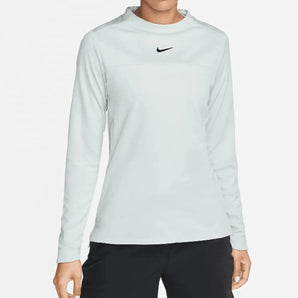Women's Dri-FIT Club UV Tennis Crew Top-Apparel-Nike-106687-034_LT_SILVERBK-L-Tennis Express