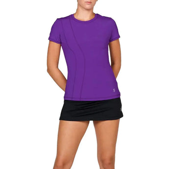 Women's Short Sleeve Tennis Top-Apparel-Sofibella-107016-PURPLE-L-Tennis Express