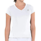 Women's Excel V-Neck Tennis Short Sleeve-Apparel-K-Swiss-107476-110_WHITE-L-Tennis Express