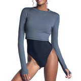Women's Everyday Long Sleeve Crop Tennis Top-Apparel-BloqUV-107626-SMOKE-L-Tennis Express