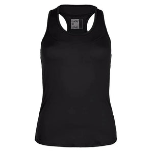 Women's Team Racerback Tennis Tank-Apparel-Lucky In Love-107807-001_BLACK-L-Tennis Express