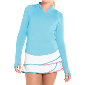 Girl's Mandarin Collar Tennis Long Sleeve Ocean-Apparel-Lucky In Love-108067-DEFAULT-L-Tennis Express