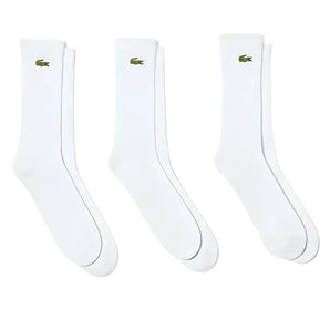 Men's Core Performance Solid Jersey Tennis Tube Socks 3 Pack-Socks-Lacoste-108252-Z92_BLANC-L-Tennis Express