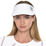 Women's Lucky Logo Stretch Tennis Visor-Apparel-Lucky In Love-108414-110_WHITE-L-Tennis Express