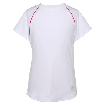 Girls' Essentials Short Sleeve Tennis Top-Apparel-Fila-108467-100_WHITEPK_GL-L_d6954ef8-82a6-40d5-aaf4-4e15149ea83f-Tennis Express