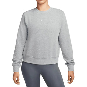 Women's Dri-Fit One Crew-Neck French Terry Sweatshirt-Apparel-Nike-109790-091_CARBON_HEATHER-L-Tennis Express