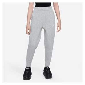 Girl's Club Fleece High-Waisted Fitten Pants-Apparel-Nike-109893-063_DK_GREY_HEATHER-L-2-[Sku]-Tennis Express