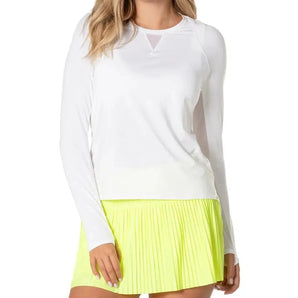 Women's LUV High Low Breezy Long Sleeve Tennis Top-Apparel-Lucky In Love-110069-110_WHITE-L-Tennis Express