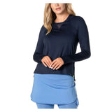 Women's LUV High Low Breezy Long Sleeve Tennis Top-Apparel-Lucky In Love-110069-401_MIDNIGHT-L-Tennis Express