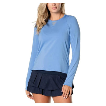 Women's LUV High Low Breezy Long Sleeve Tennis Top-Apparel-Lucky In Love-110069-430_BLUEMARINE-L-Tennis Express