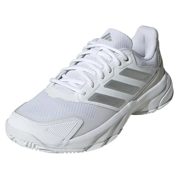 Women's CourtJam Control 3 Tennis Shoes White and Silver Metallic-Footwear-Adidas-110166-DEFAULT-L-Tennis Express