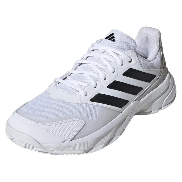 Men's CourtJam Control 3 Tennis Shoes White and Gray-Footwear-Adidas-110270-DEFAULT-L-Tennis Express