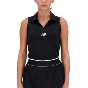 Women's Collared Tournament Tennis Tank Black-Apparel-New Balance-111019-DEFAULT-L-Tennis Express