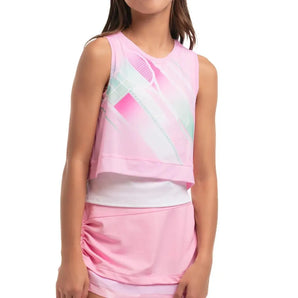 Girl's Deco In Love Tennis Tank White-Apparel-Lucky In Love-111900-DEFAULT-L-Tennis Express