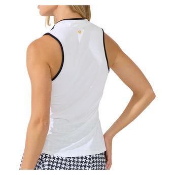 Women's Ace Mock Neck Tennis Tank White, Bobbe, Tennis Express, 113-001BF26-1