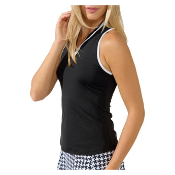Women's Ace Mock Neck Tennis Tank Black, Bobbe, Tennis Express, 113-002BF26-3