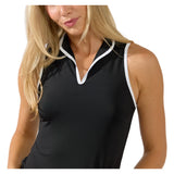 Women's Ace Mock Neck Tennis Tank Black, Bobbe, Tennis Express, 113-002BF26-6