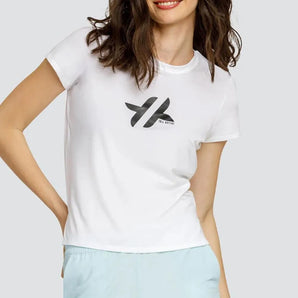 Women's Bijou Short Sleeve Tennis Top White with Logo-Apparel-Tail-113134-DEFAULT-L-Tennis Express