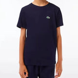 Boys' Breathable Cotton Blend Tennis Jersey-Apparel-Lacoste-113217-166_NAVY_BLUE-L-Tennis Express
