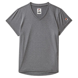 Girls Short Sleeve Performance Tennis Top-Apparel-Fila-113352-051_CHARCOAL_HEATHER-L-Tennis Express