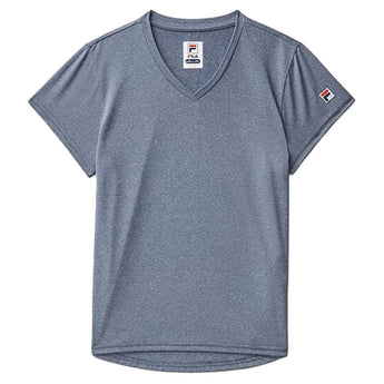 Girls Short Sleeve Performance Tennis Top-Apparel-Fila-113352-413_NAVY_HEATHER-L-Tennis Express