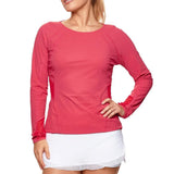 Women's Her Majesty Long Sleeve Tennis Top-Apparel-Bobbe-115349-GERANIUM-l-Tennis Express