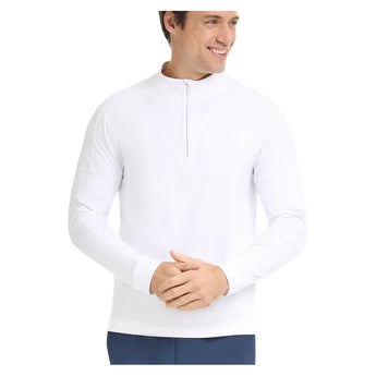 Men's Mock Zip Tennis Top,Apparel,BloqUV,White,S,Tennis Express,12001-B-White