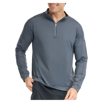 Men's Mock Zip Tennis Top,Apparel,BloqUV,Smoke,S,Tennis Express,12001-B-smoke1
