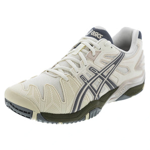 Unisex GEL-Resolution 5 Tennis Shoes Cream and Clay Grey,Footwear,Asics,Cream/Clay Grey,8,Tennis Express,1203A901-100copy