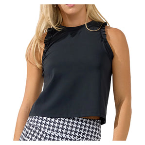 Women's Rally Tennis Tank Black, Bobbe, Black, Tennis Express, 124-002BF26-BLACK-1