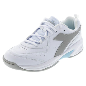 Juniors' S. Challenge 5 SL Tennis Shoes White and Silver,Footwear,Diadora,13C,White/Silver,Tennis Express,179102-C6103F25copy