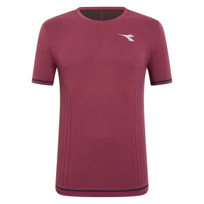 Men's Short Sleeve Icon Stratouno Tennis Top Maroon Banner-Apparel-Diadora-182082-45106F25-1-Tennis Express