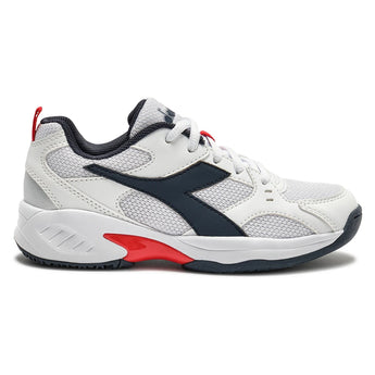 Juniors S Challenge 6 SL Tennis Shoes White and Blue Corsair-Footwear-Diadora-182738-C1494-1-Tennis Express