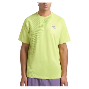 Men's Fibrazero Short Sleeve Tennis Top Wild Lime Green,Apparel,Diadora,,,Tennis Express,183207-70316F26-3