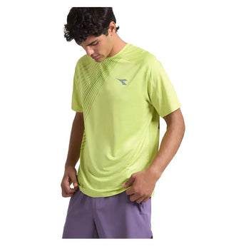 Men's Fibrazero Short Sleeve Tennis Top Wild Lime Green,Apparel,Diadora,,,Tennis Express,183207-70316F26-5