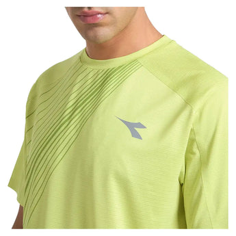 Men's Fibrazero Short Sleeve Tennis Top Wild Lime Green,Apparel,Diadora,,,Tennis Express,183207-70316F26-6