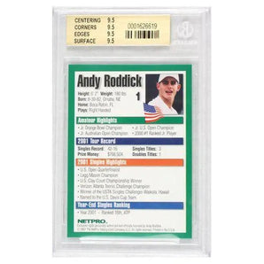 Andy Roddick 2001 NETPRO Tour Star Rookie Card (Beckett Rated)-Memorabilia-Netpro-185AR-2-Tennis Express