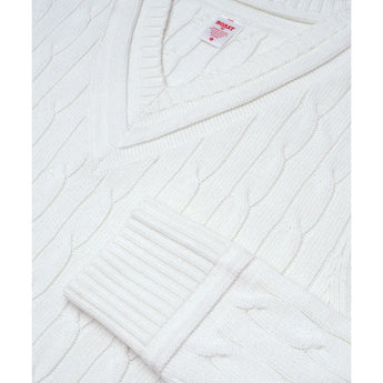 Men's Cable Knit Tennis Sweater White, Boast, Tennis Express, 1K2300-100F26-1
