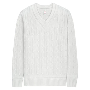 Men's Cable Knit Tennis Sweater White, Boast, White, Tennis Express, 1K2300-100F26-WHITE-1