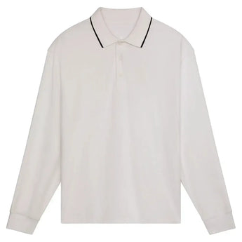 Men's Courtside Long Sleeve Tennis Polo White-Apparel-On-1MF30500069-4-Tennis Express