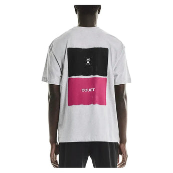 Men's Club Court Tennis Top Heather Gray and Pink-Apparel-On-1MF30594431-F25-1-Tennis Express