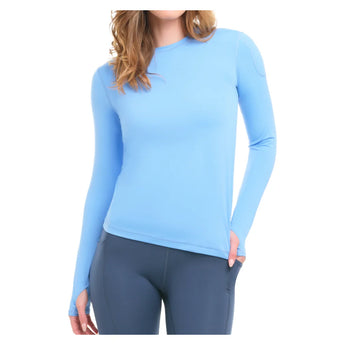 Women's 24/7 Long Sleeve Tennis Crew Indigo, BloqUV, Tennis Express, 2001-IDGF26-3