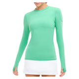 Women's 24/7 Long Sleeve Tennis Crew Jade, BloqUV, Jade, Tennis Express, 2001-JDEF26-JADE-1