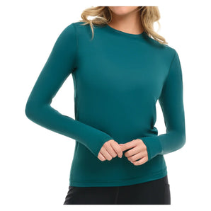 Women's 24/7 Long Sleeve Tennis Crew Jungle Green, BloqUV, Jungle Green, Tennis Express, 2001-JGNF26-JUNGLE-GREEN-1
