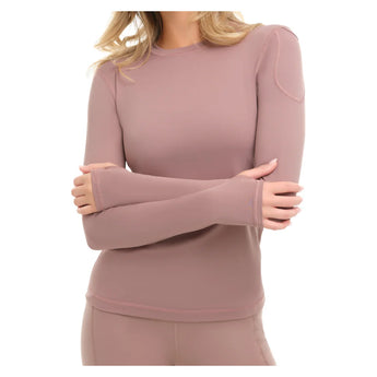 Women's 24/7 Long Sleeve Tennis Crew Mocha, BloqUV, Tennis Express, 2001-MCHF26-3